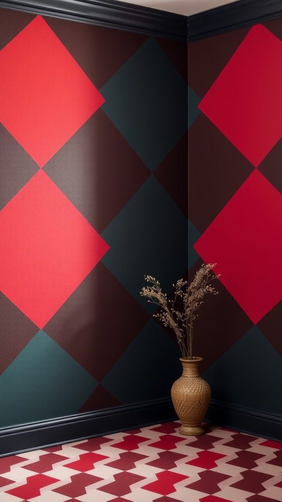 Harlequin Pattern Painting Classic Diamond Drama